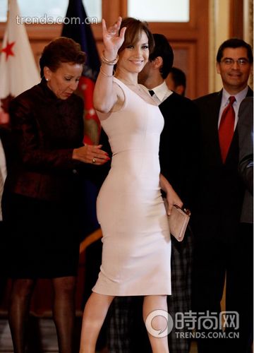 Mrs. Tony Lopez wearing dress designed into the White House