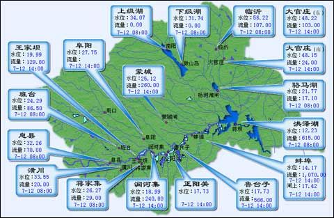 淮河流域多年平均径流量为621亿立方米,其中淮河水系453亿立方米,沂沭