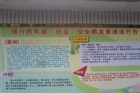中学宣传板雷倒网友：强行跨年级交女友违法