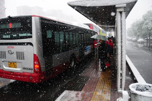 京城迎来今年第一场降雪 城区气温骤降(图)