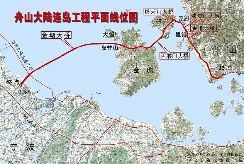 舟山大陆连岛工程平面线位图. 图片来源:浙江在线