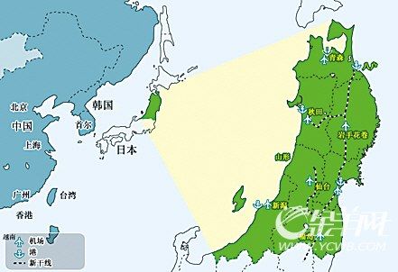 东北地区,是被日本海,太平洋,津轻海峡包围的本州的东北部分,呈纵长的