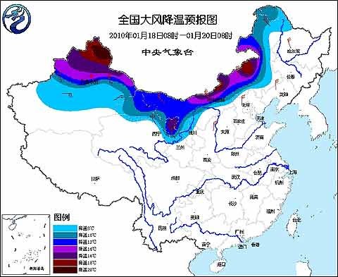 全国大风降温预报图