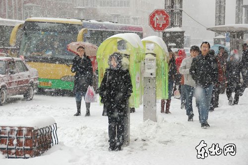 哈尔滨遭遇罕见特大暴雪 市民出行困难(组图)