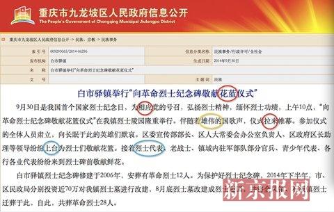 重庆九龙坡区政府网一300字报道 至少六处错误