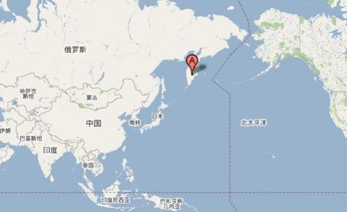 图中标示a点处为堪察加半岛