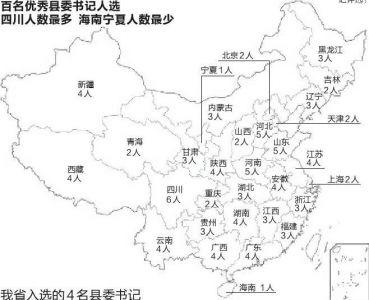 全国优秀县委书记表彰：四川最多海南宁夏最少