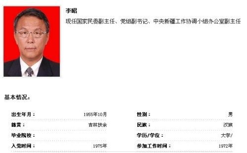 Li Zhao holds the post of national civilian appoint vice secretary of vice director, leading Party group