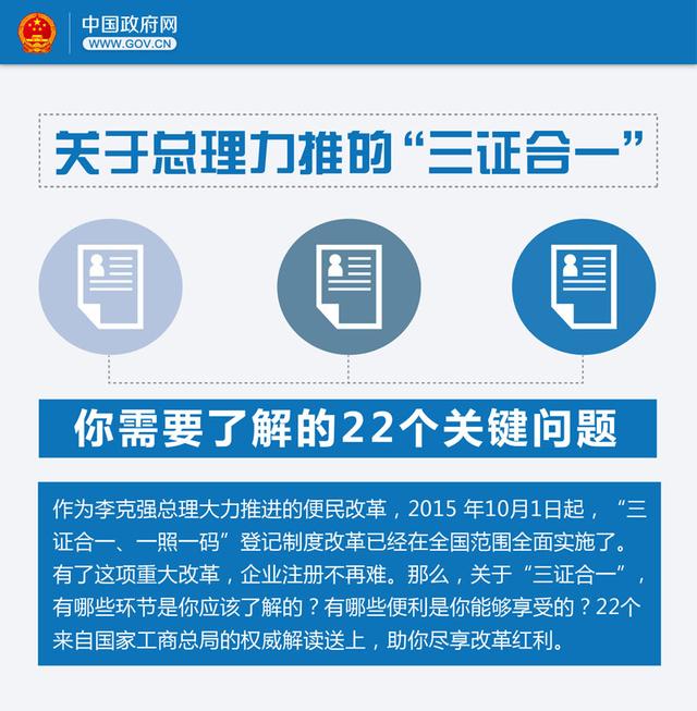 关于总理力推的“三证合一”