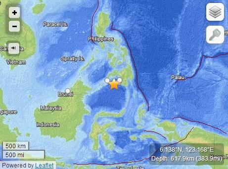 菲律宾西南部海域发生6.3级地震暂未发海啸预警
