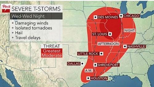 美中部多地区遭遇冷空气袭击丹佛或降4寸大雪