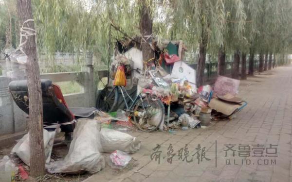 流浪女占用100平米绿化带 搭起“三室一厅”