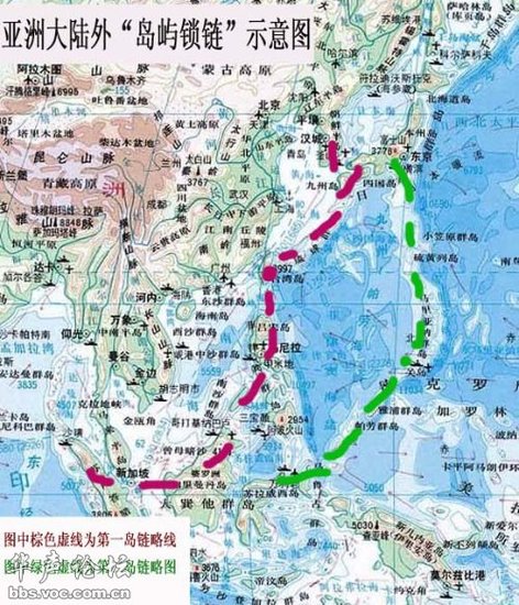 美国构建对华包围圈第一岛链 第二岛链据日本《外交官》杂志网站8月14