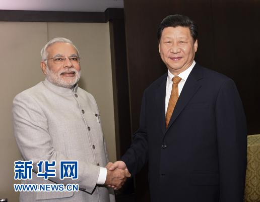 7月14日,国家主席习近平在巴西福塔莱萨会见印度总理莫迪。新华社记者李学仁摄