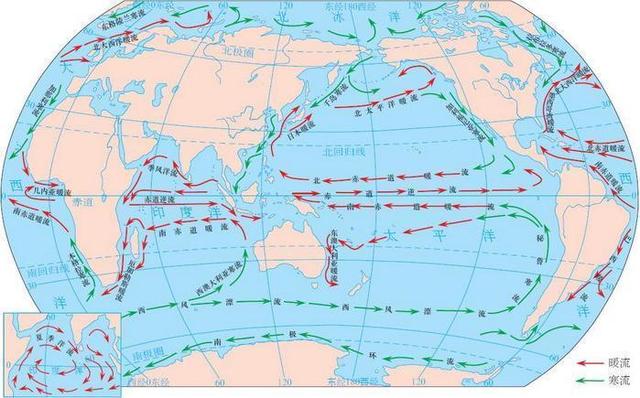图为全球洋流分布图.