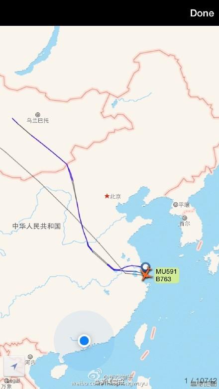上海飞莫斯科航班自蒙古折返 在浦东机场上空