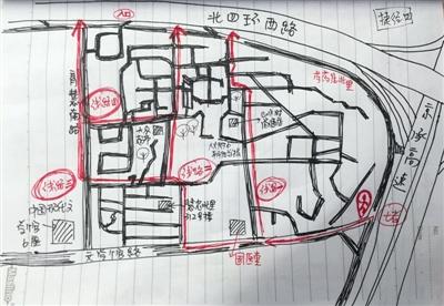 北京快递员手绘高峰期避堵地图 网友：比导航牛