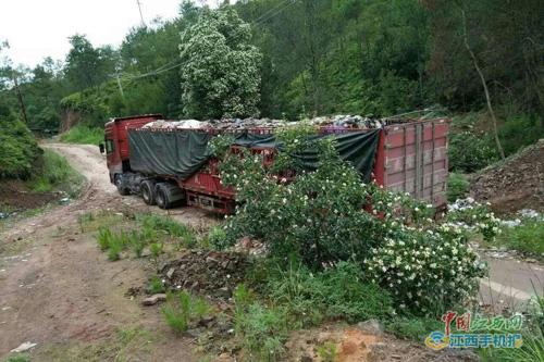 深圳两大车垃圾倒在江西于都 村民担忧放射危害