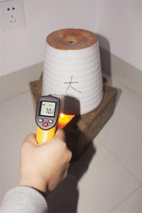 大学生用蜡烛花盆自制取暖神器 40分钟升温12.5℃