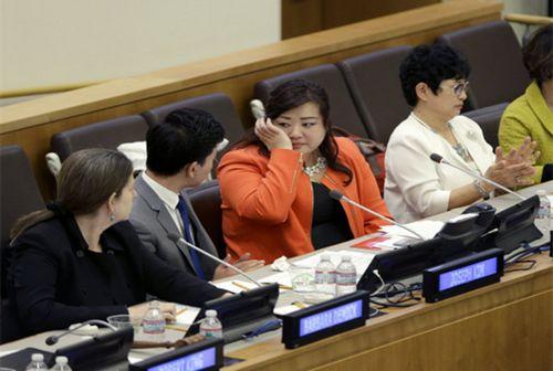 美国组织“脱北者”在联合国发言 朝鲜代表抗议离场