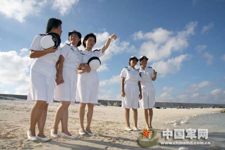 驻守西沙的中国女兵(中国军网图片)