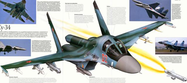 最新型苏-34"鸭嘴兽"歼击轰炸机搭载反辐射导弹执行防空压制作战任务