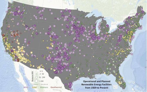 美国新能源项目分布地图:40年发展飞速