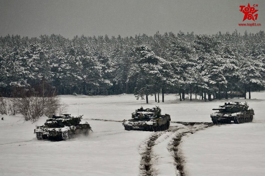 波兰陆军豹2坦克群雪中大举演习_liuyutai2012