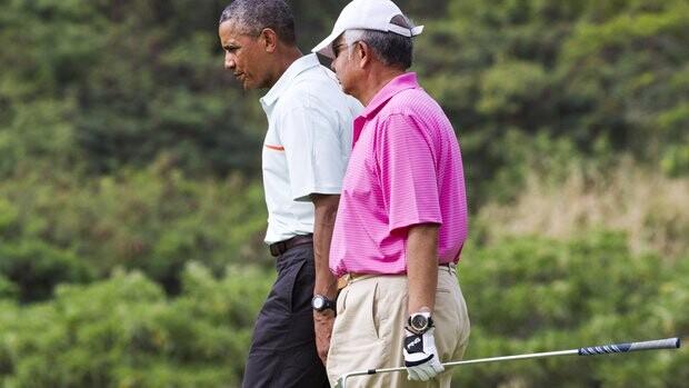 奥巴马与马来西亚总理在夏威夷群岛打高尔夫