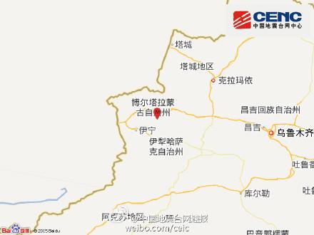 新疆精河县发生3.1级地震 震源深度10千米
