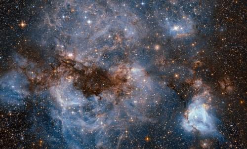 N159距离地球超过16万光年。（图片来源： ESA/Hubble & NASA）