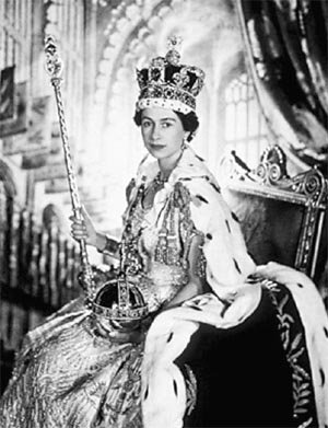 摄于1952年的英国女王伊丽莎白二世加冕照.