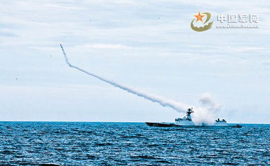 I am naval in Nanhai maneuver ginseng of 3 large naval forces acts blast off tens of missile