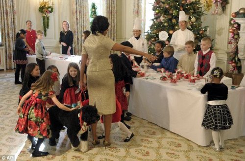 奥巴马夫人公布白宫照片 洋溢圣诞气氛(组图)