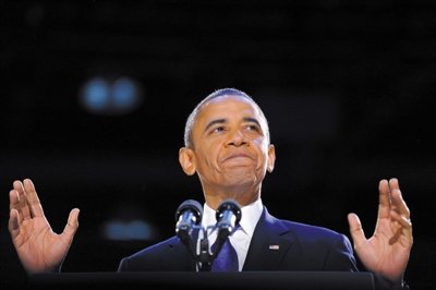 奥巴马发表胜选演讲：美国最好的时刻还没到来