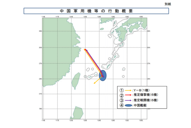 日防卫省：中国13架军机飞越宫古海峡3艘军舰现身附近海域