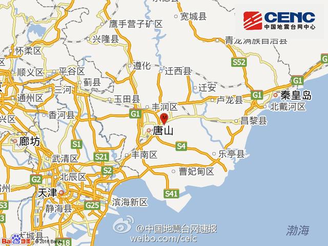 河北唐山市开平区发生3.1级地震