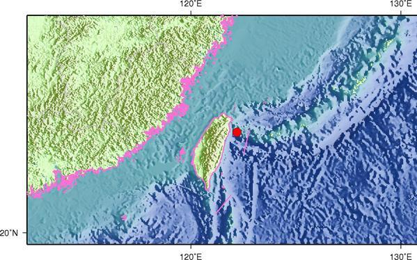 台湾宜兰县海域发生4.4级地震 震源深度20千米