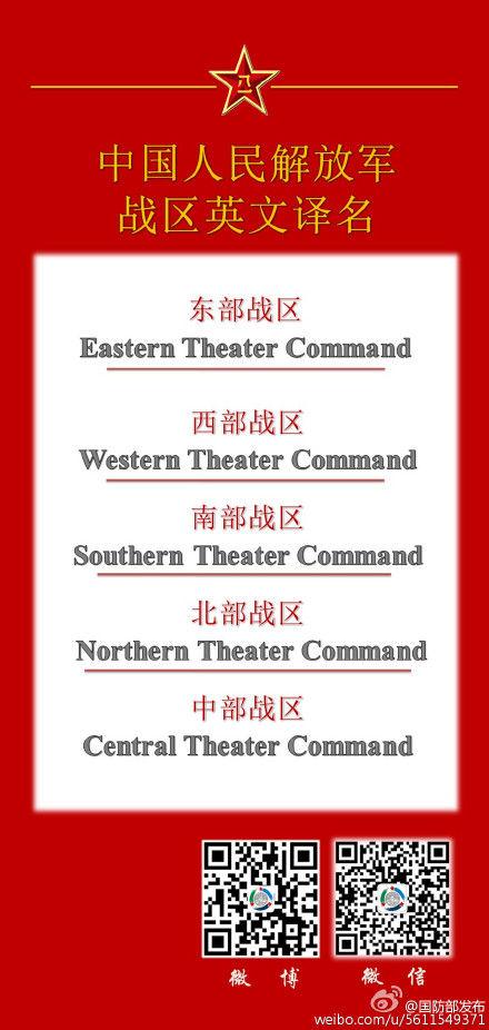 中国人民解放军战区英文译名新鲜出炉(图)