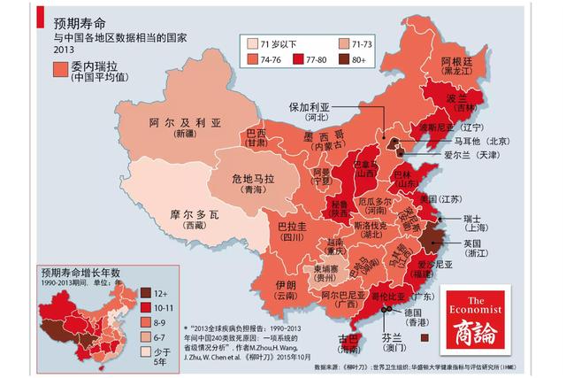 英媒:中国6省市平均寿命超美 上海与瑞士持平图片