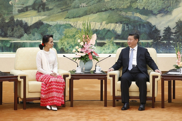 今年6月,国家主席习近平会见了来华访问的昂山素季 今年6月,国家主席习近平会见了来华访问的昂山素季