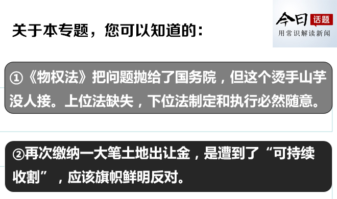 今日话题第3499期:房屋70年产权到期后再赎买？警惕“可持续剥削”