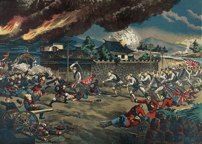 日军版画:天津机器局战斗 日军版画:天津机器局战斗
