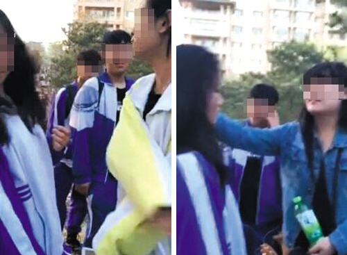 一起校园欺凌事件中,一个女生仅仅因为不小心拍摄到了另一名女生,便被围殴、戏谑、扇耳光 一起校园欺凌事件中,一个女生仅仅因为不小心拍摄到了另一名女生,便被围殴、戏谑、扇耳光