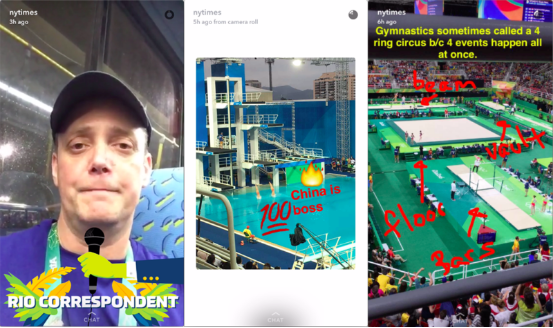 纽约时报利用Snapchat报道里约奥运 纽约时报利用Snapchat报道里约奥运