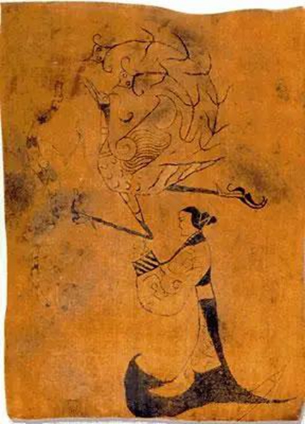 马王堆楚墓出土的《人物龙凤帛画》 马王堆楚墓出土的《人物龙凤帛画》