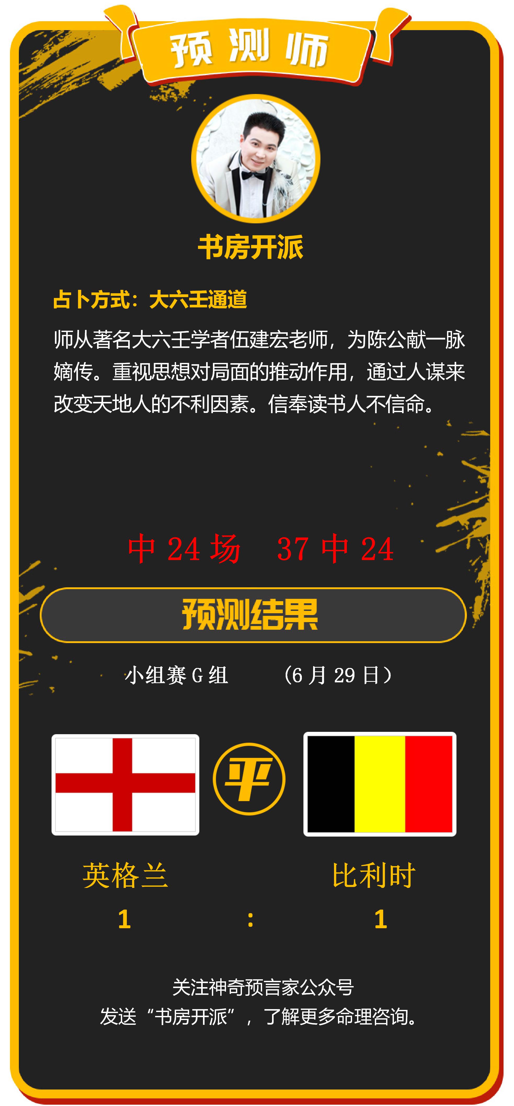 6月28日四场预测!看英格兰和比利时谁能拿到上