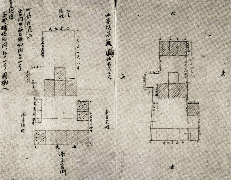鲁迅亲笔所绘住宅改建设计平面图 鲁迅亲笔所绘住宅改建设计平面图