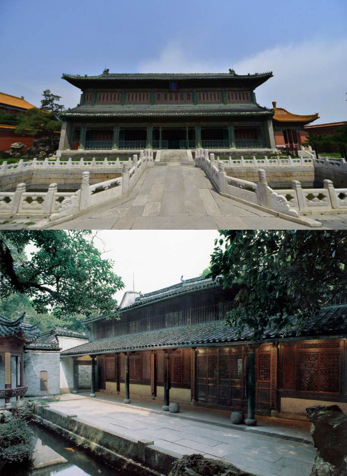 紫禁城文渊阁(上)与宁波天一阁(下) 紫禁城文渊阁(上)与宁波天一阁(下)