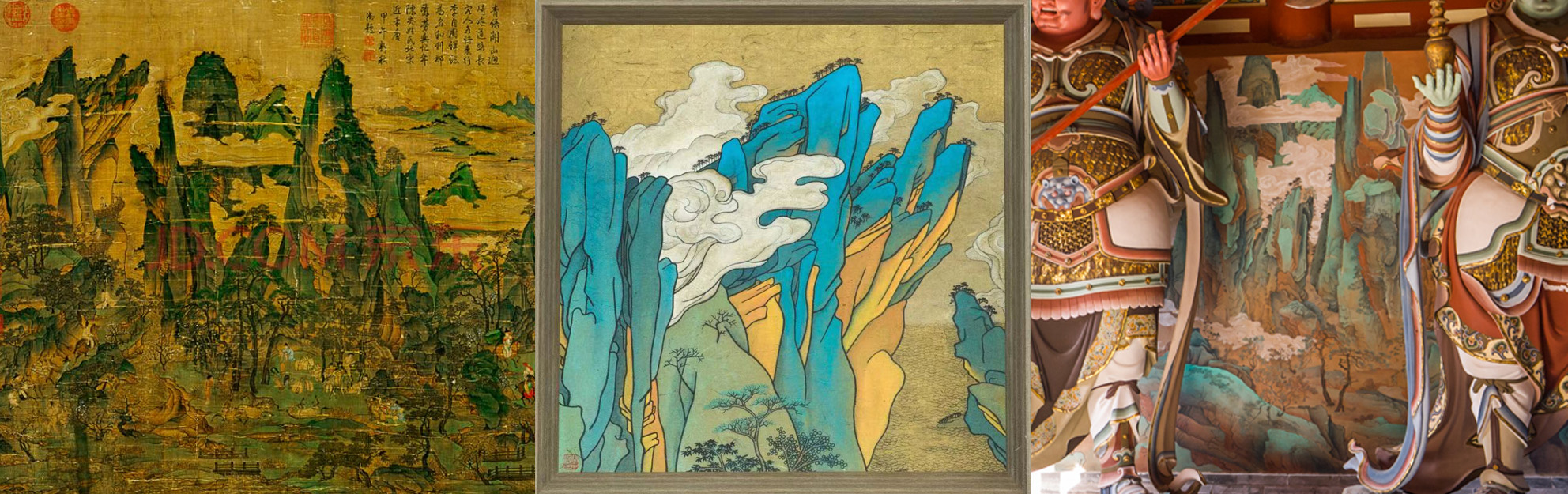 原画、某画家个展作品与龙泉山寺壁画。这位老?#31181;?#25130;取了左上角的山头 原画、某画家个展作品与龙泉山寺壁画。这位老?#31181;?#25130;取了左上角的山头